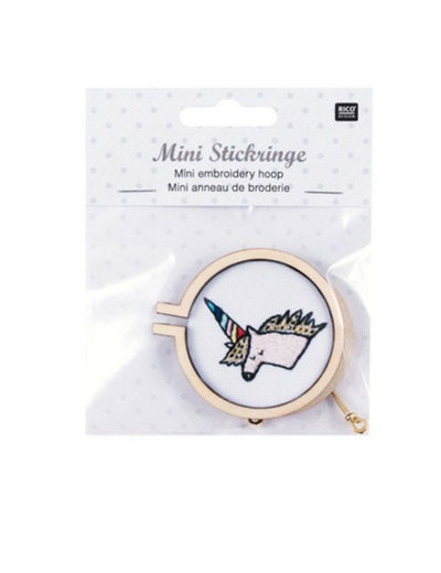 Kit mini anneau de broderie - Licorne - rond, Rico Design