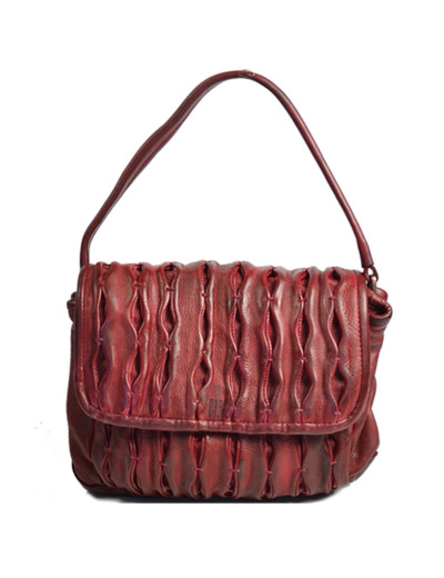 Biba Meyers Sac Besace en Cuir Lavé Sculpté MEE1L Granate