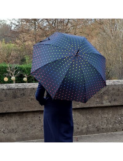 Happy Rain Parapluie Femme Canne Automatique Rainbow Dots