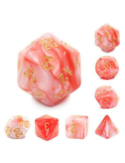 Lot de 7 dés en boîte – Fusion Rose et Rouge
