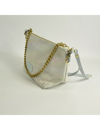 Mila Louise Zil DS Sac Trousse A Pois En Toile Irisée Azur