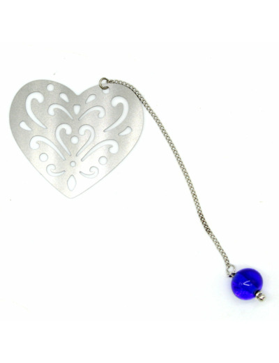 Marque-page coeur bleu