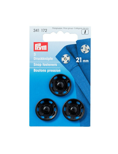 Boutons pression à coudre 21 mm - Noir - Prym