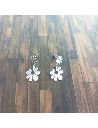 Boucles d'oreilles fleurs en acier inoxydable