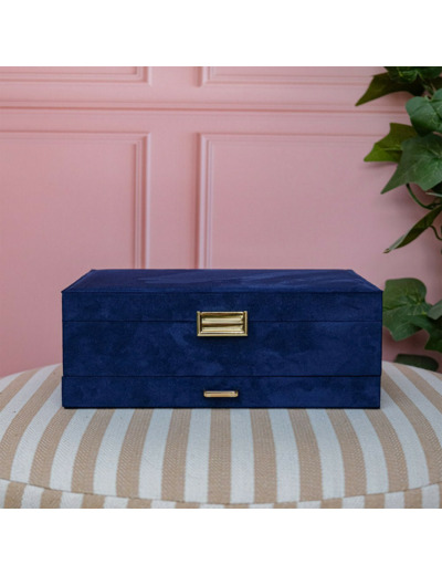 Maison Scarlett Boîte à Bijoux Denise En Velours Bleu Marine