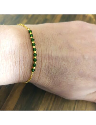 Bracelet en acier inox Vert émeraude-doré
