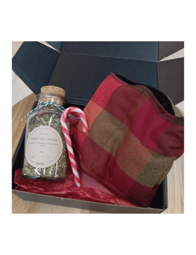 Coffret cadeau Bouillotte et Tisane - Motif à carreaux