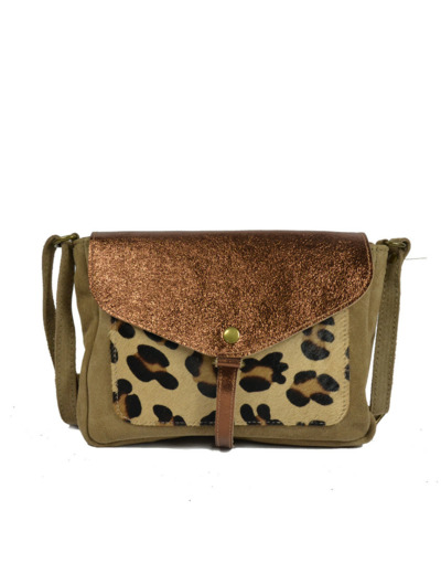 Farfouillette Sac Trotteur Léopard Cuir 3042 Taupe Léopard