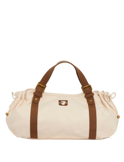 Gérard Darel Le 24 Heures Sac À Main En Toile Ecru/Brun