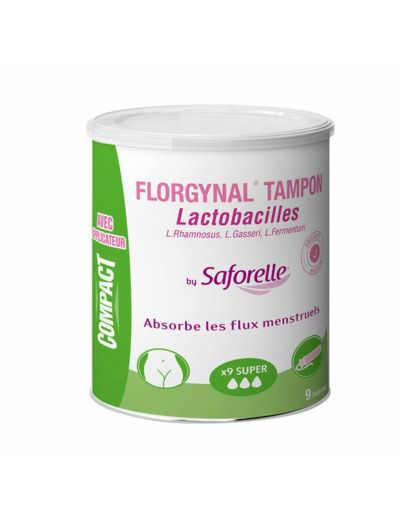 Tampons avec des Lactobacilles pour les règles X9 Florgynal Compact Super avec Applicateur Saforelle