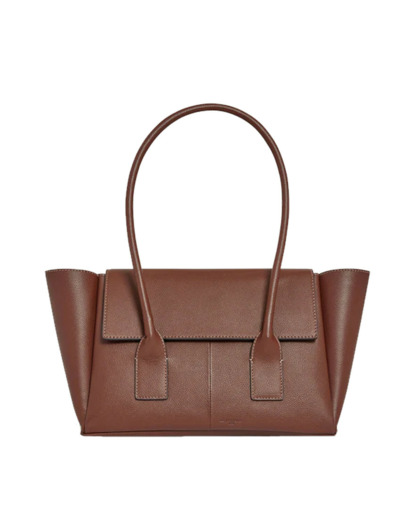 Le Tanneur Elena Sac Cabas Moyen A Rabat Cuir Grainé Ebène