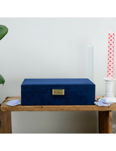 Maison Scarlett Boîte A Bijoux Louise En Velours Bleu Marine