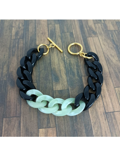 Bracelet gros maillon noir/vert 19mm