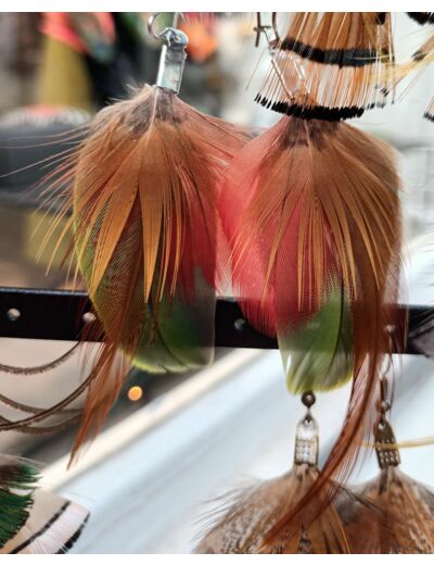 boucles d'oreilles en plumes