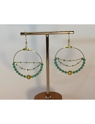 B.O. chaîne perles facettées turquoise/doré