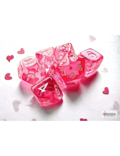 Chessex - 7 dés Translucent Mini-hedral Pink/white