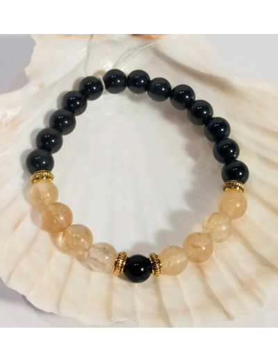 Agate noire, citrine