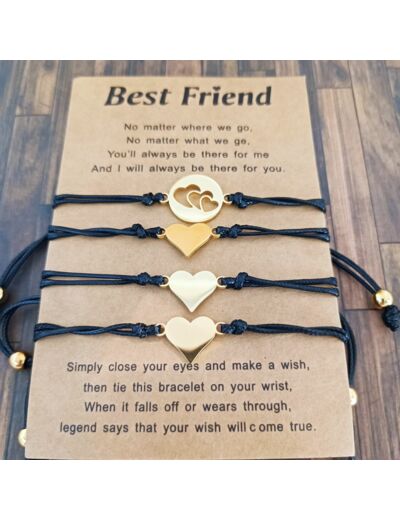 4 bracelets best friend cœur doré