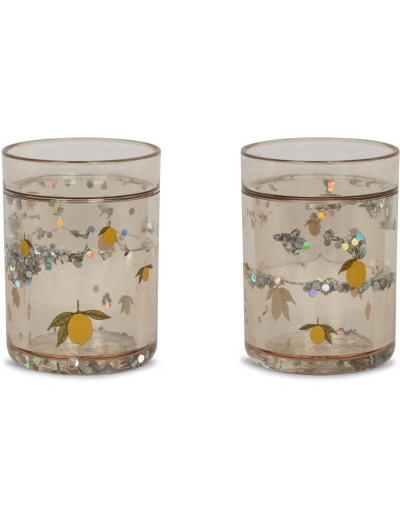 Lot de 2 verres à paillettes Citron