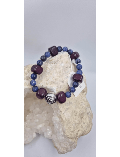 Bracelet sodalite et rubelite OLPA2206