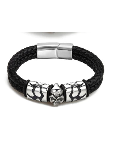 Bracelet tendance en cuir véritable pour hommes 23