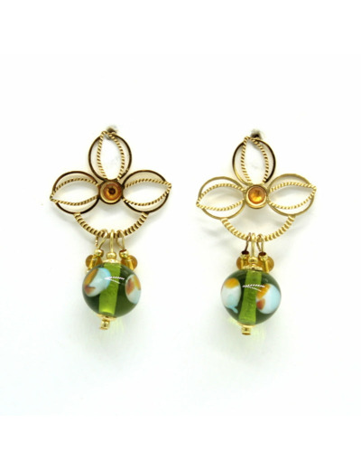 Boucles d'oreilles fleurs perle Murano – Salvia