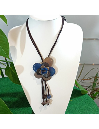 Collier Rosa bleu-gris en ivoire végétal