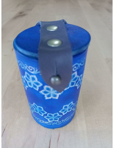 Bourse à Dés Cylindrique Fleurs Bleues