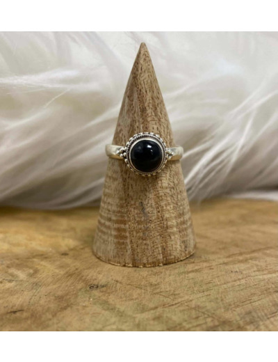 BAGUE ONYX ARGENT