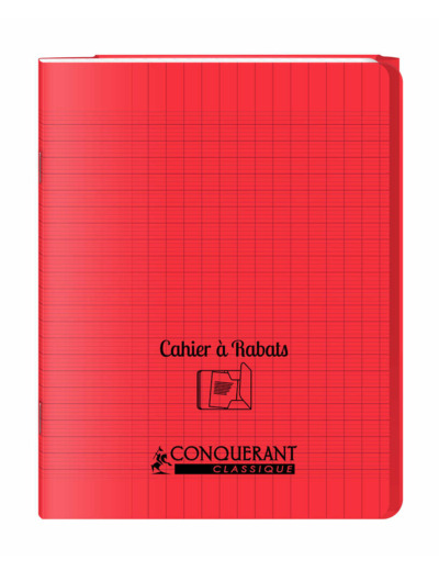 Cahier à rabats 17x22 - 96 pages - Séyès - Polypro rouge