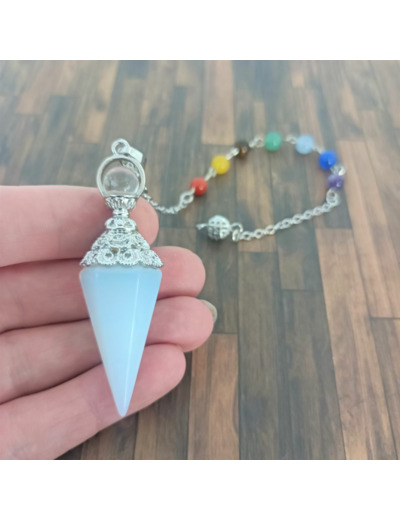 Pendule opale blanc et 7 chakras