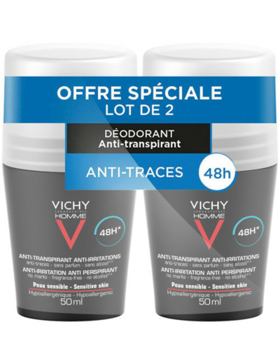 Deodorant Bille Anti-transpirant 48h Peaux Sensibles 2x50 ml Homme Vichy