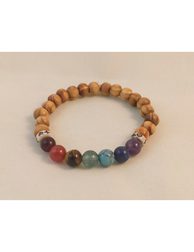 Bracelet bois  7 chakras