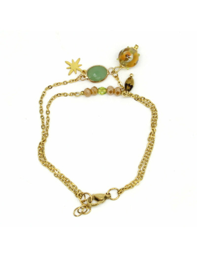 Bracelet double chaîne perle Murano – Salvia
