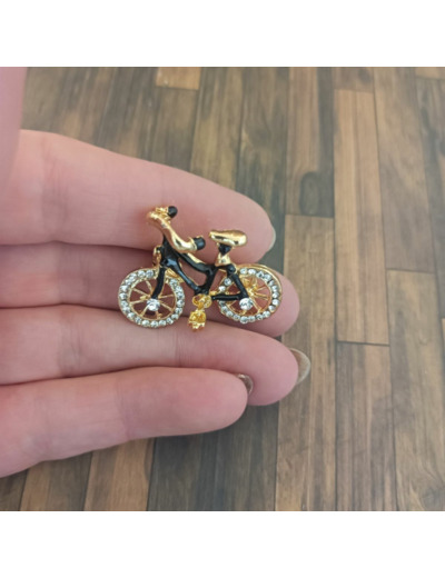 Broche vélo noir et strass