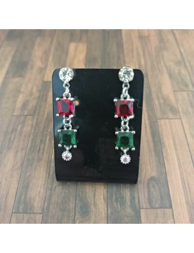 Boucles d'oreilles en en verre Crystal Glass 3 rangs