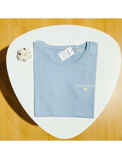 T-shirt bleu pastel « Maman d’amour » taille S