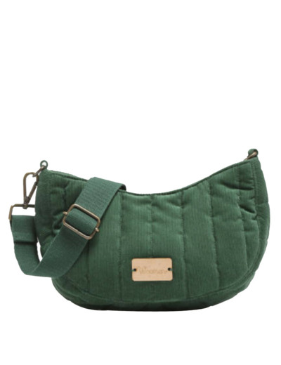 Woomen Ixora Sac demi-lune velours côtelé BIO Forest Green