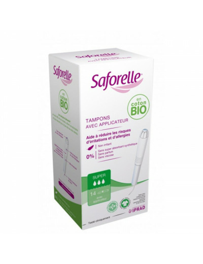 Tampons Super Avec Applicateur Coton Bio X14 Saforelle
