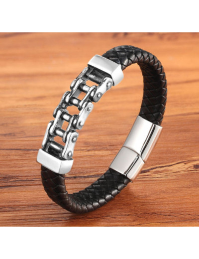 Bracelet tendance en cuir véritable pour hommes 25