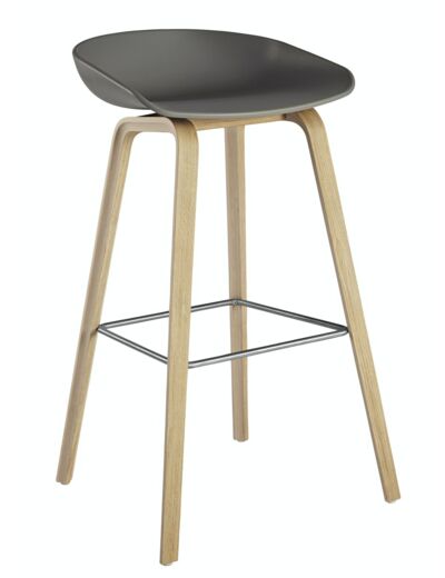 Tabouret de bar About a stool AAS 32 / H 75 cm - Plastique & pieds bois - Hay sur commande déclinaison en  15 couleurs