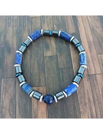 Bracelet homme lapis lazuli/hématite