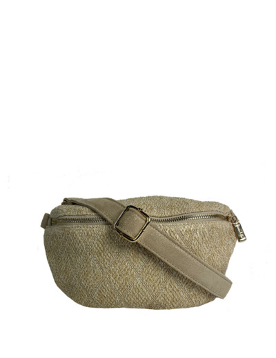 Farfouillette Sac Banane Effet Paille Beige