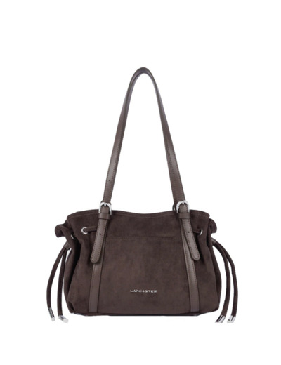 Lancaster Velvet Emma Sac Porté Epaule 518-096 Aspect Suédine Marron
