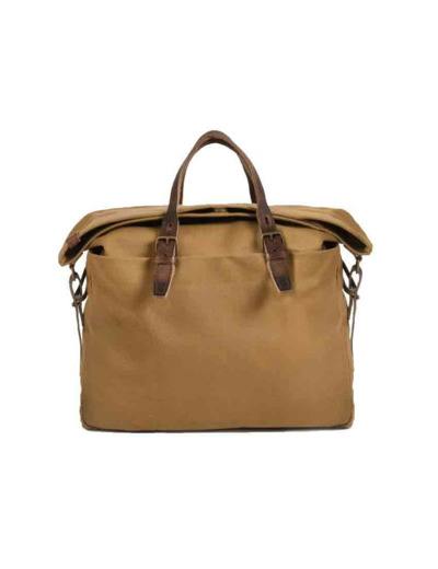 Bleu de Chauffe Sac Business Remix Cuir Et Toile Camel bm