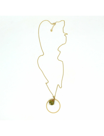 Collier long cercle perle Murano bicolore Salvia