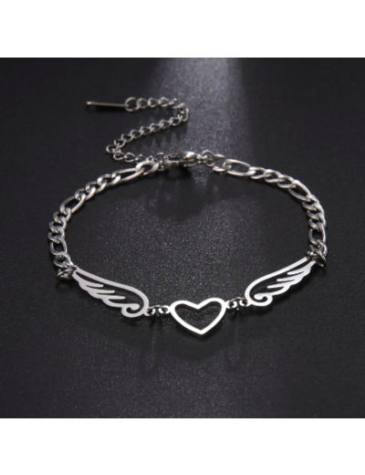 Bracelet ailes d'ange en acier inoxydable