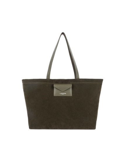 Lancaster Suedine KBA Grand Sac Shopping Aspect Suédine 518-063 Kaki Foncé