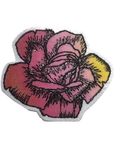 Ecusson thermocollant fleur rose