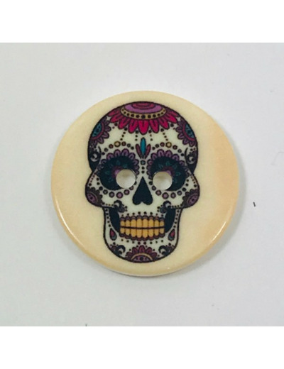 Bouton tête de mort Mexicaine sur fond beige